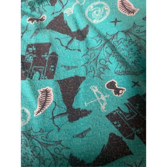 Disney Women's Short Sleeve Criss Cross Back A-Line Dress Green Black Size Large - Picture 10 of 10